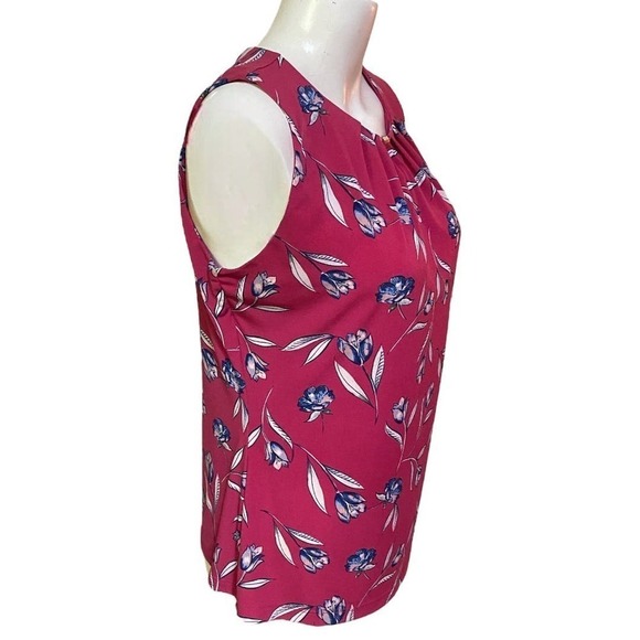 Ivanka Trump Pink Navy Floral Sleeveless Blouse Size M - Picture 3 of 10